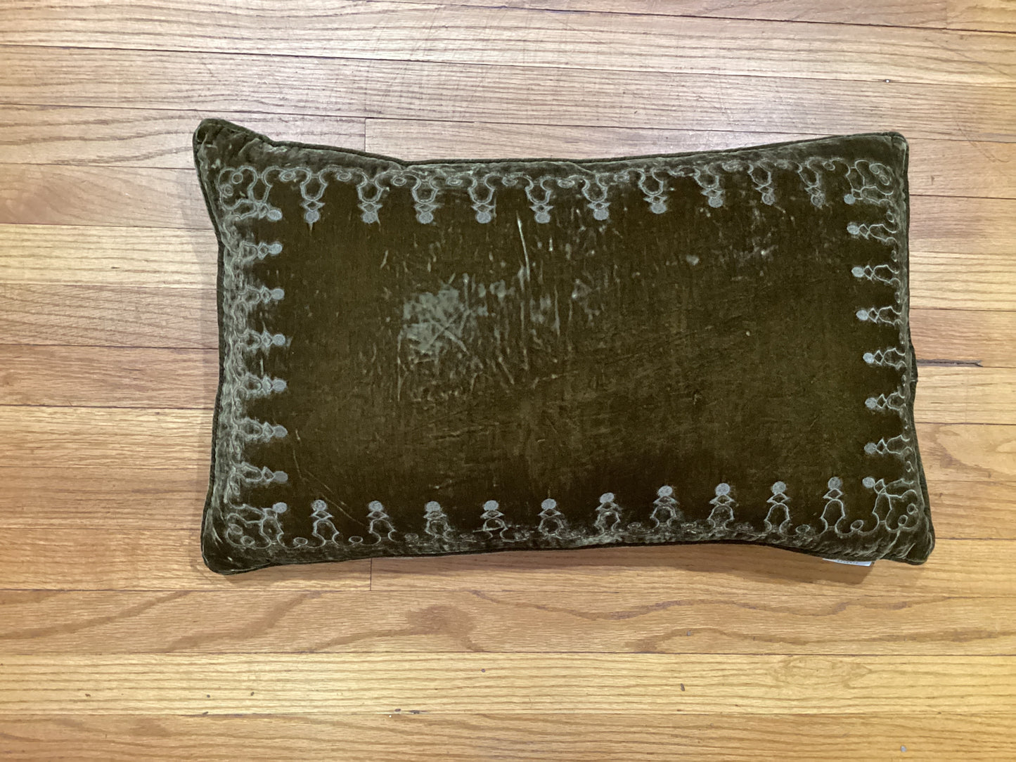Stella Faux Silk Velvet Embroidered Lumbar Pillow