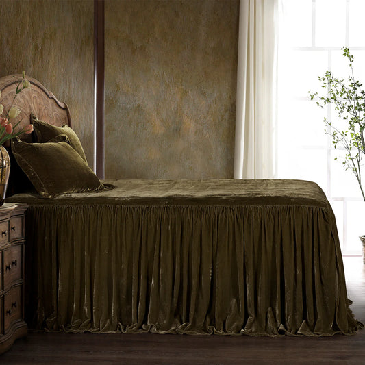 Stella Bedspread Set Green Ochre
