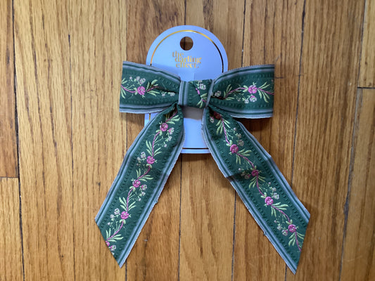 Cottage Crsh Hair Bow Green