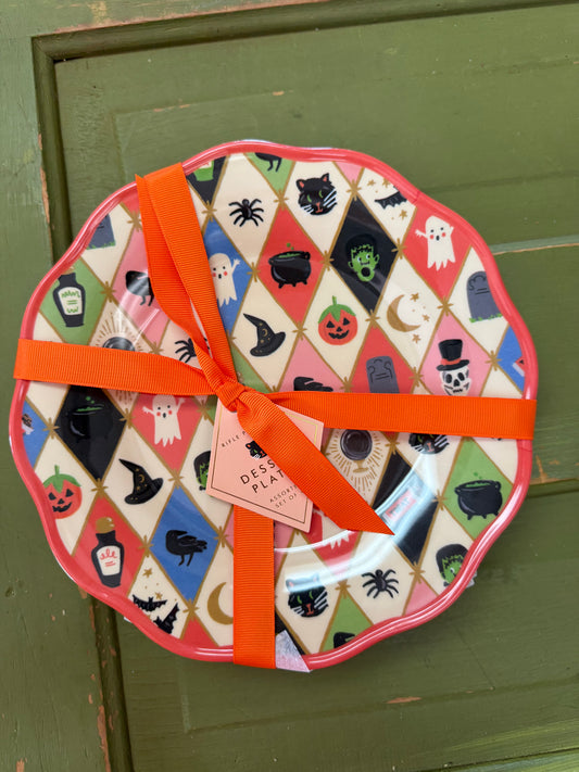 Halloween Argyle Melamine Assorted Plates