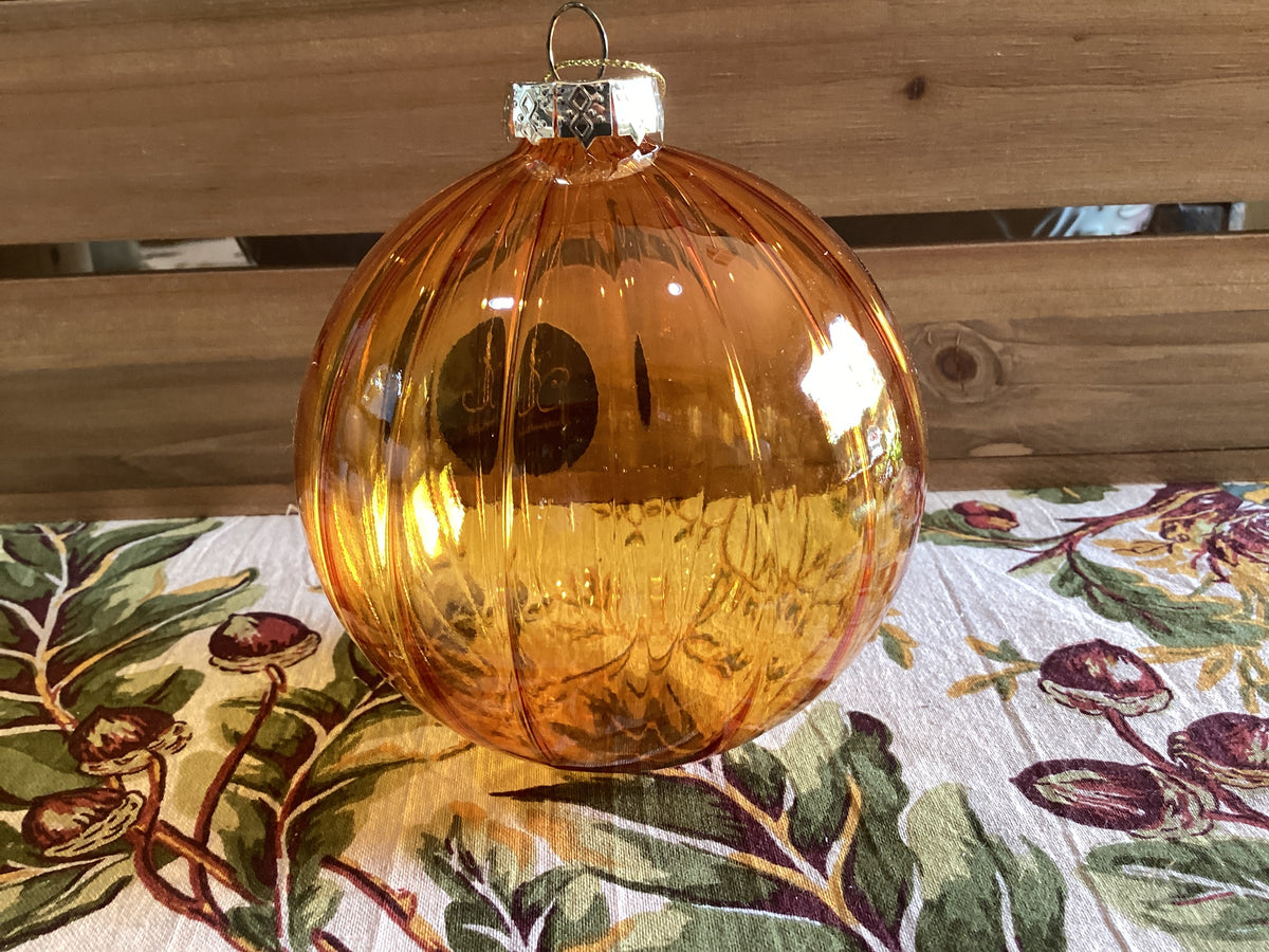 Orange Clear Glass 4” Ornament