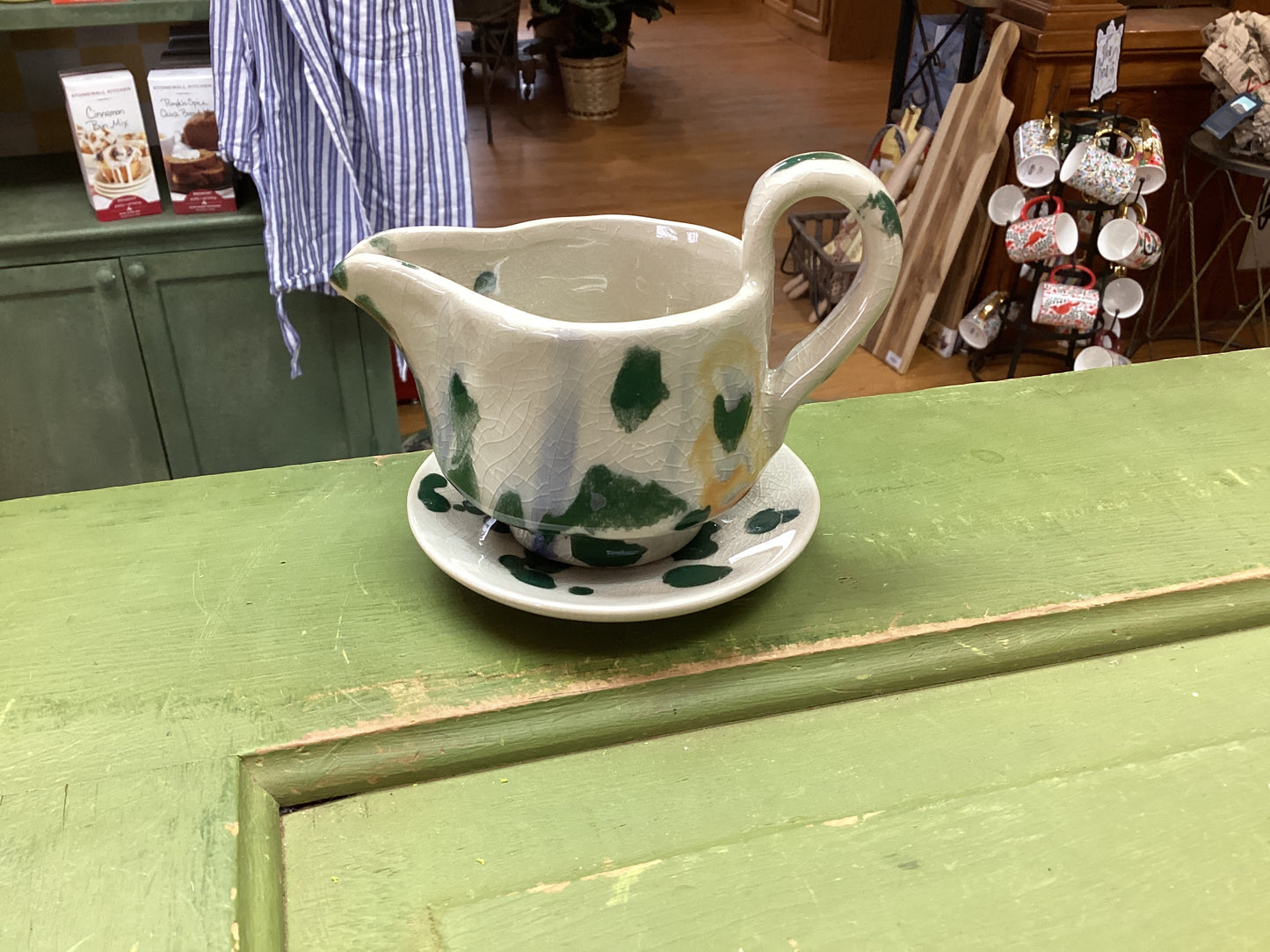 Stoneware Creamer with Saucer multi color