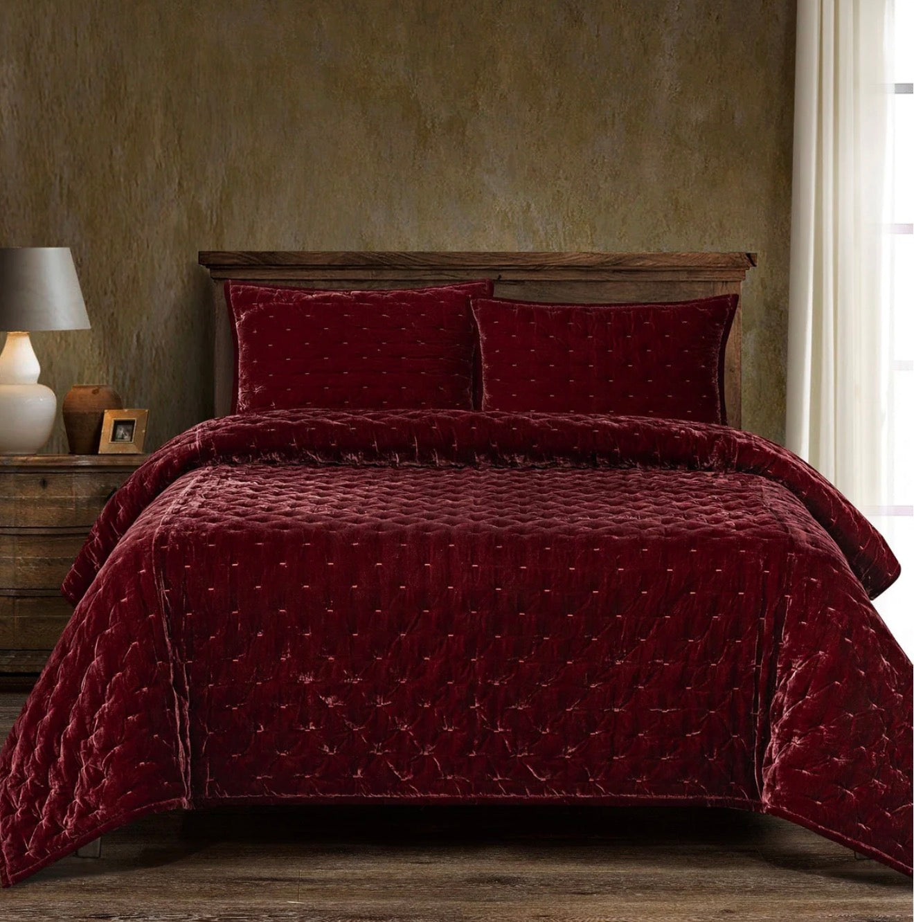 Stella Faux Silk Pintuck Quilt Set