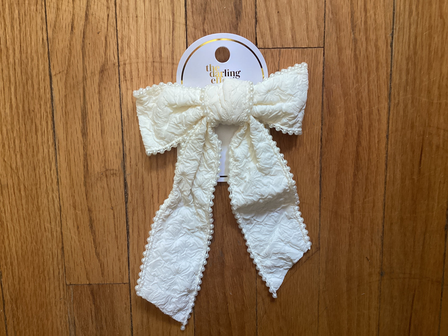 Pearl Hair Bow Cream