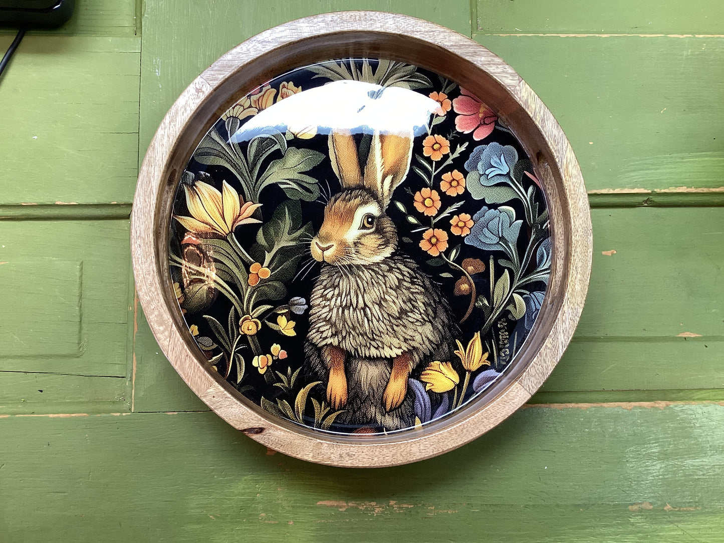 Floral Round Enameled Tray