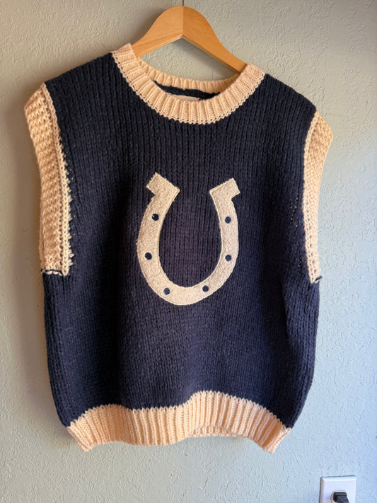 Western Horseshoe Crochet Knit Sweater Vest