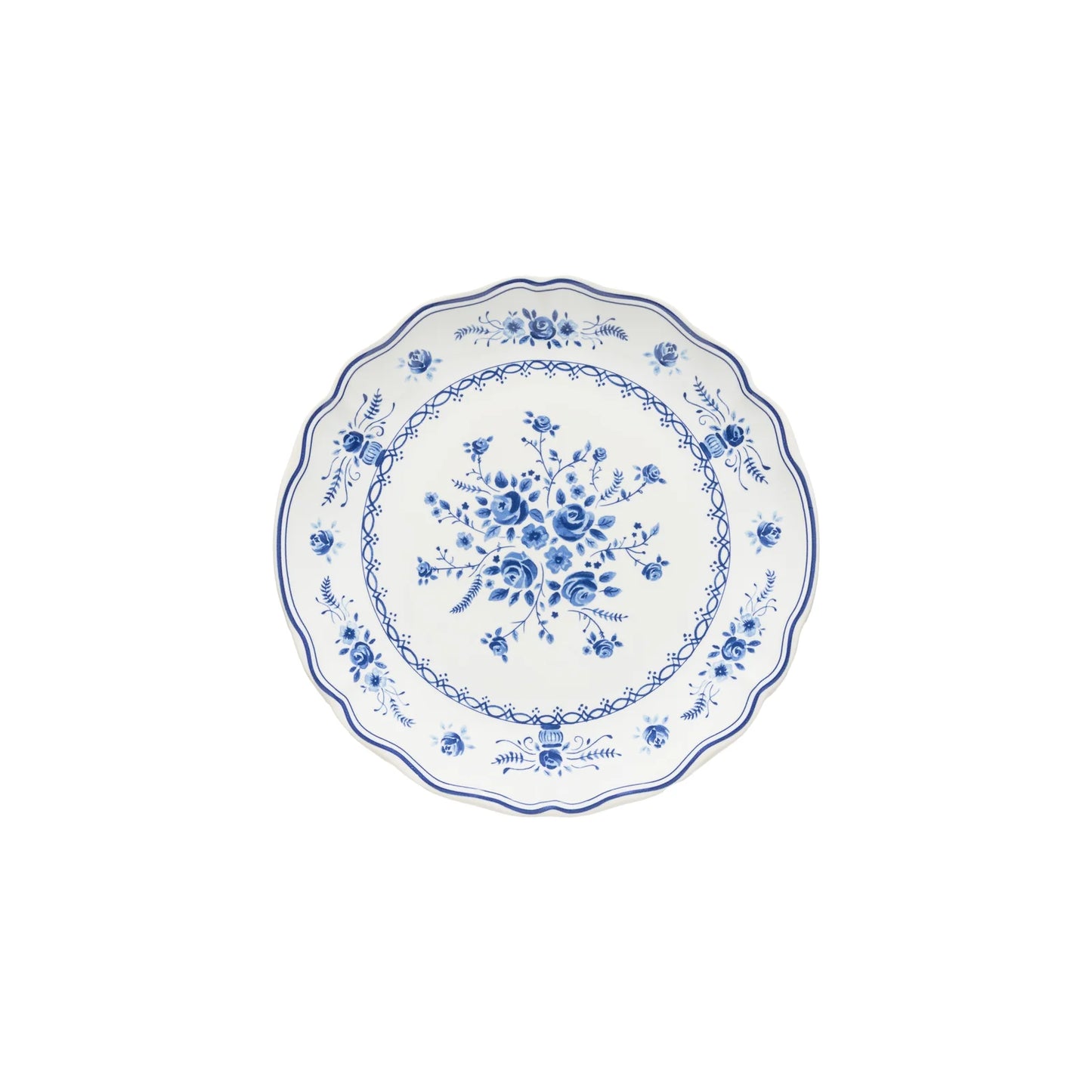 Salad/Dessert Plate 8in White/Blue