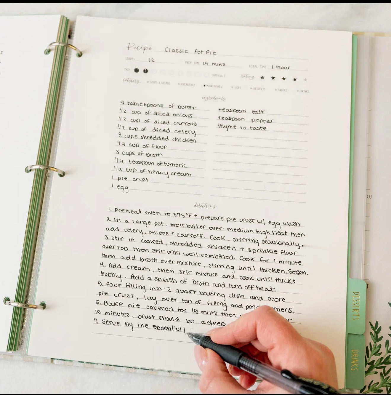 Large Recipe Page Set