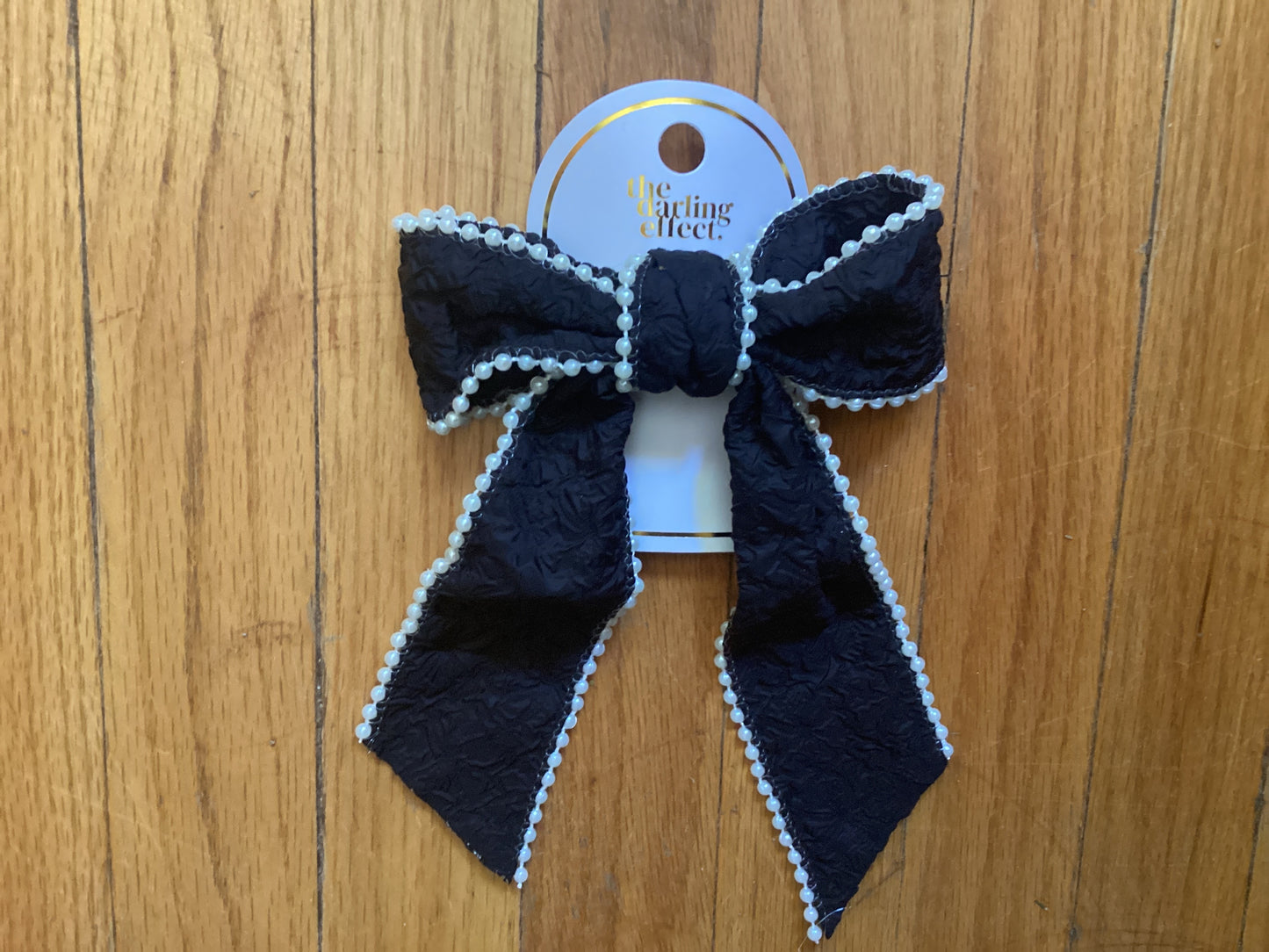Pearl Hair Bow Black