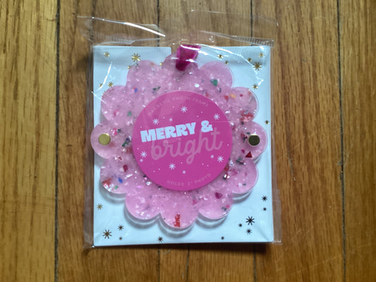 Pink Confetti Magnetic Photo Ornament