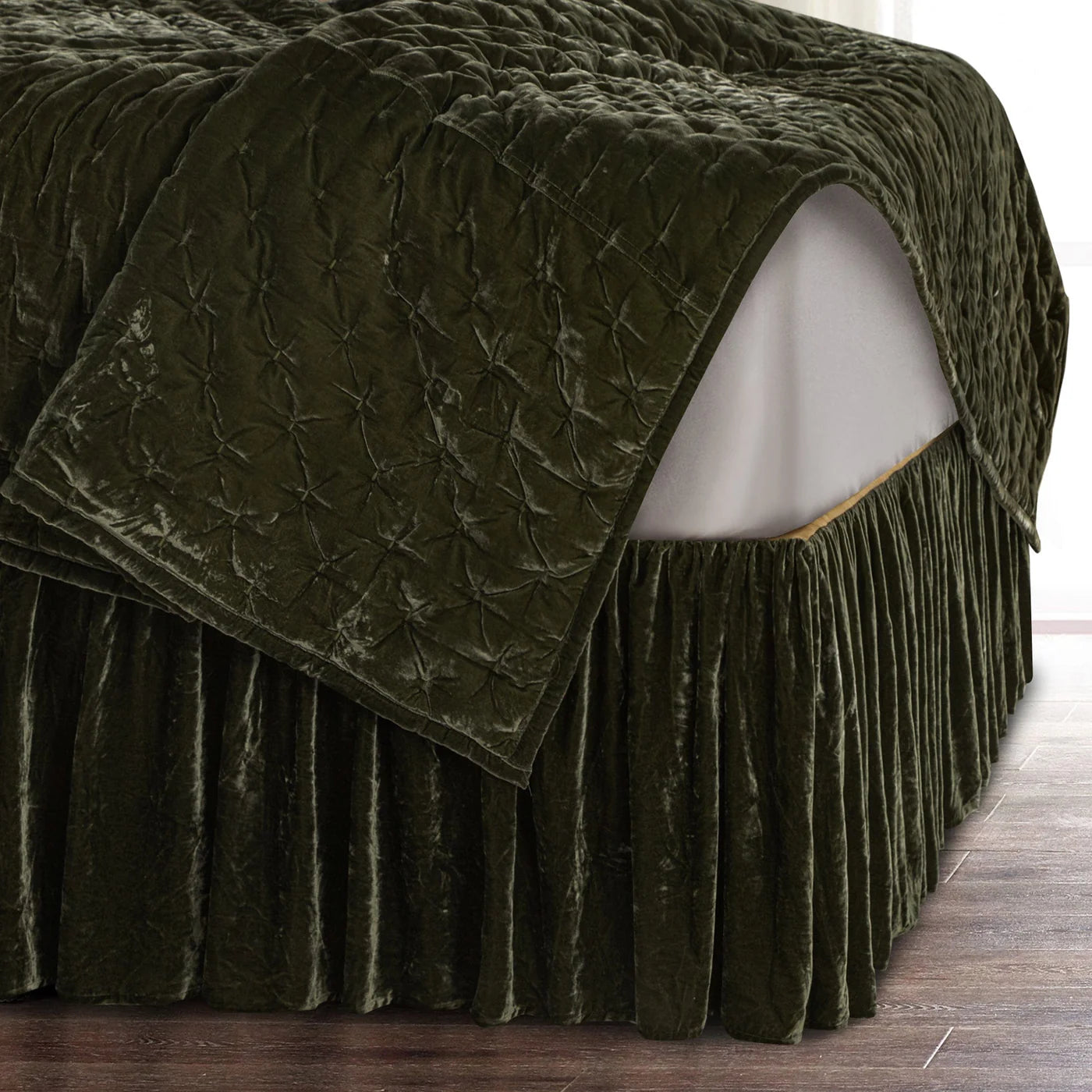 Stella Bedskirt Green Ochre