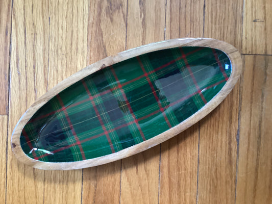 Holiday Plaid Wood/Enamel Platter SM