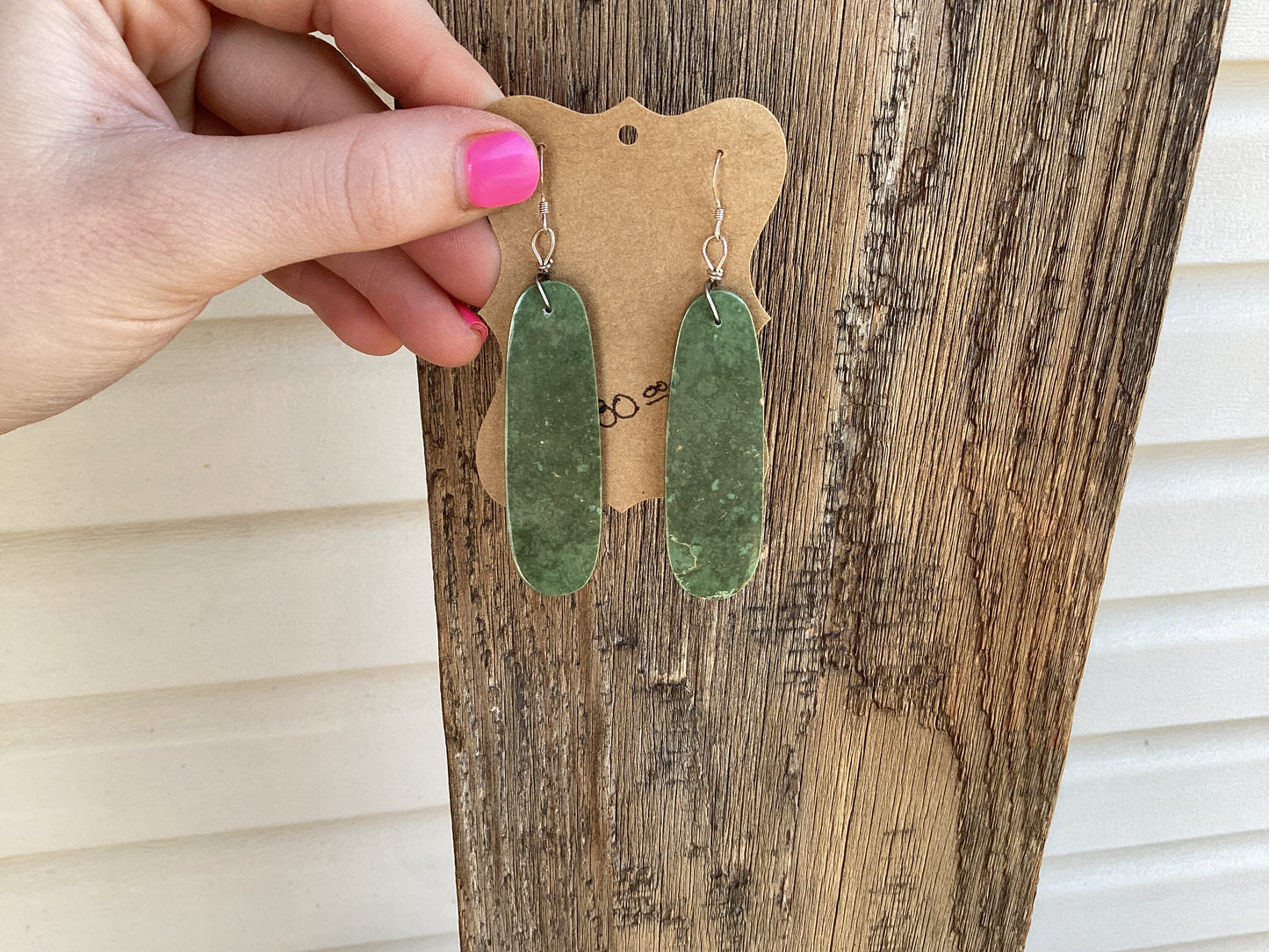 Green Turquoise Slab Earrings