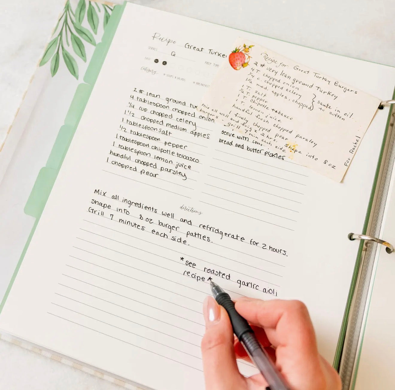Beige Gingham Large Recipe Binder