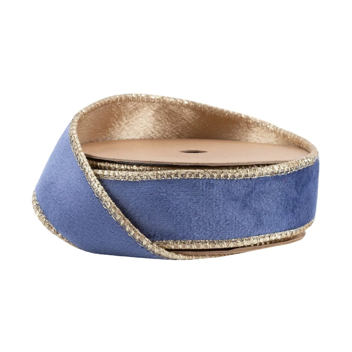1” Reversible Classic Velvet Wired Ribbon Blue/Gold