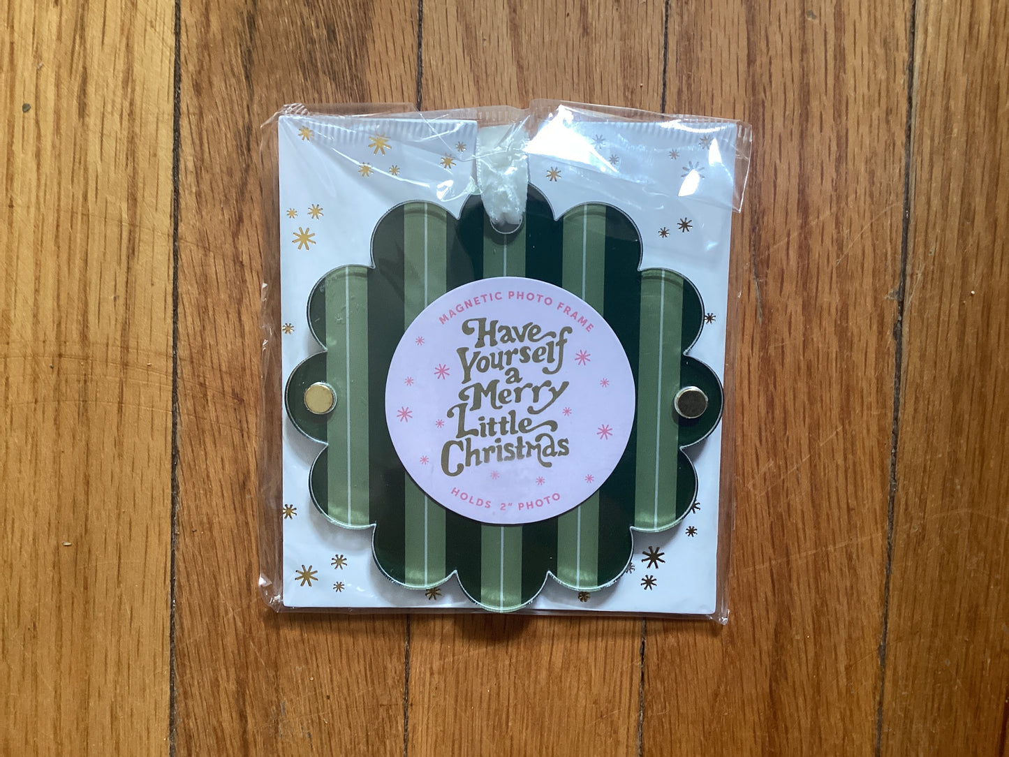 Evergreen Stripes Magnetic Photo Ornament