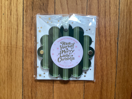 Evergreen Stripes Magnetic Photo Ornament