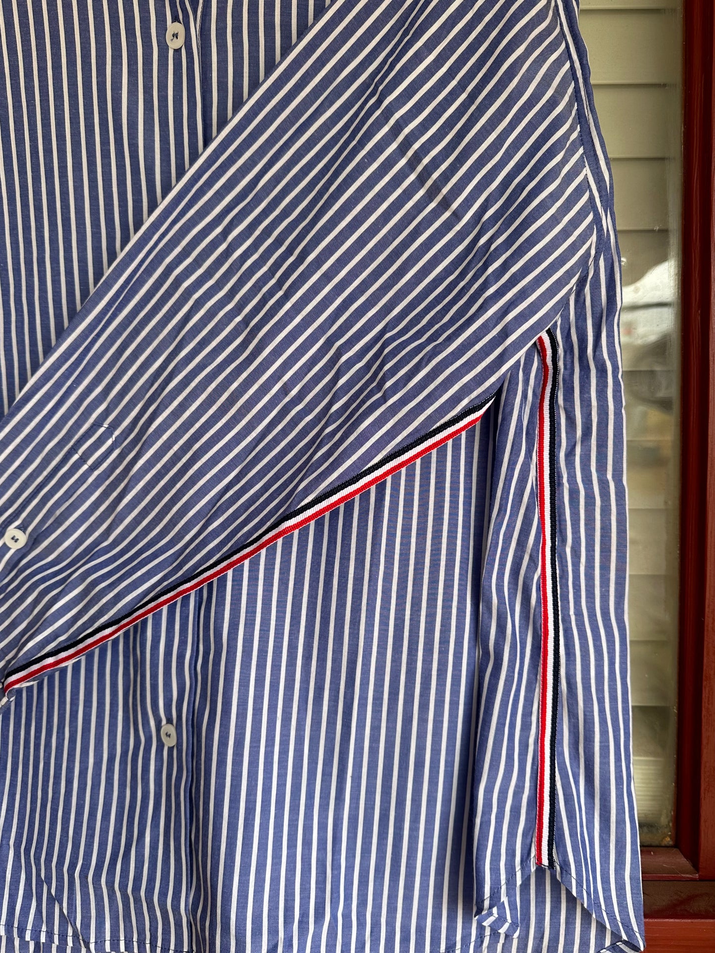 Striped Twill Tape Detail Statement Button Up
