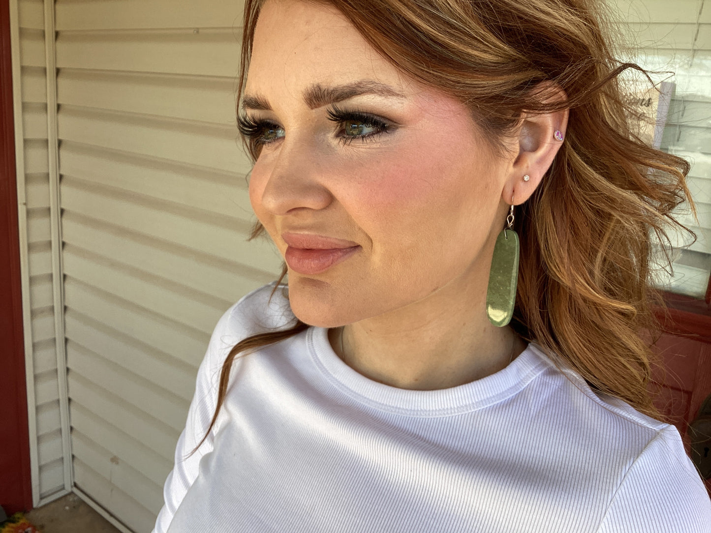 Green Turquoise Slab Earrings