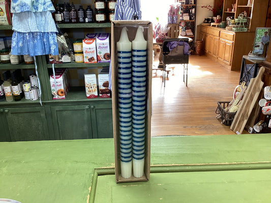 Blue Stripe Taper Candle
