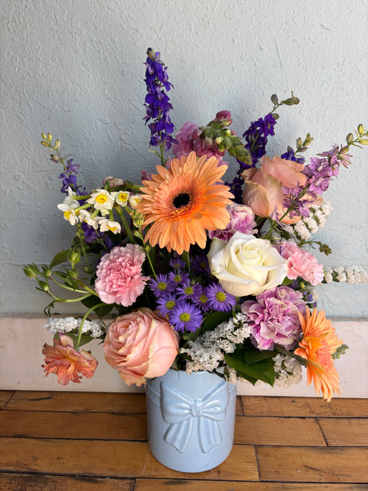 Light Blue Bow Vase