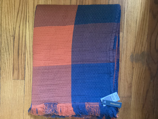 Pendleton Fringed Cotton Throw Blocked Plaid