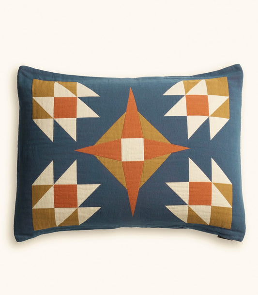 Quilted Star Indigo Matelasse Sham
