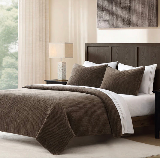 Stonewashed Cotton Velvet Quilt Set 3 Pc