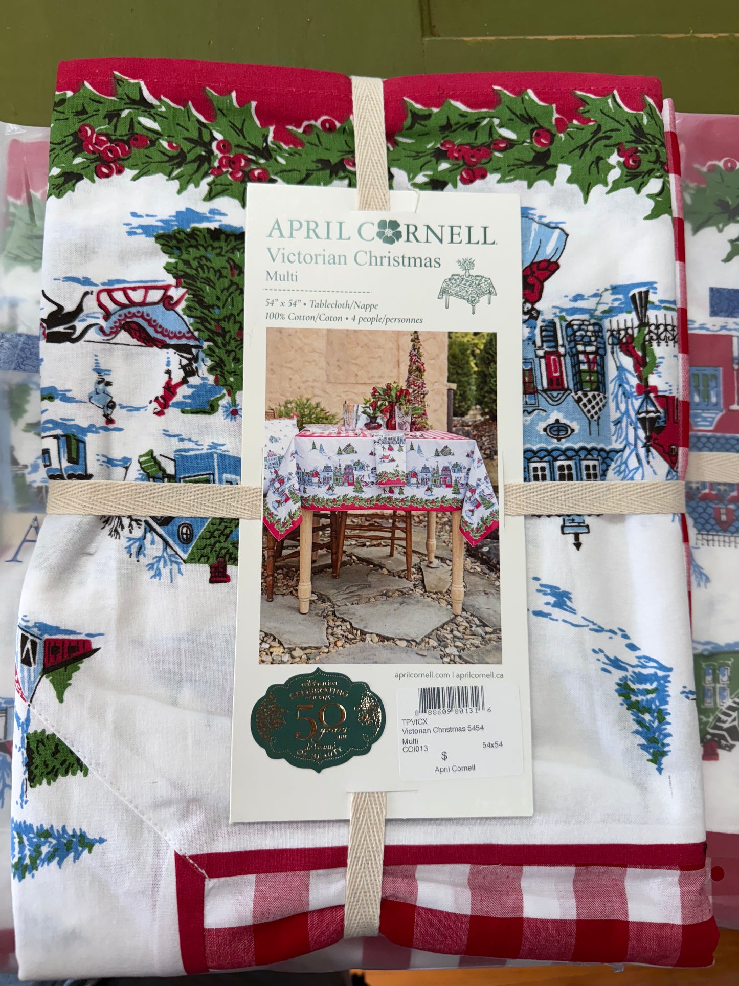 April Cornell Victorian Christmas Table Cloth 54” x 54”