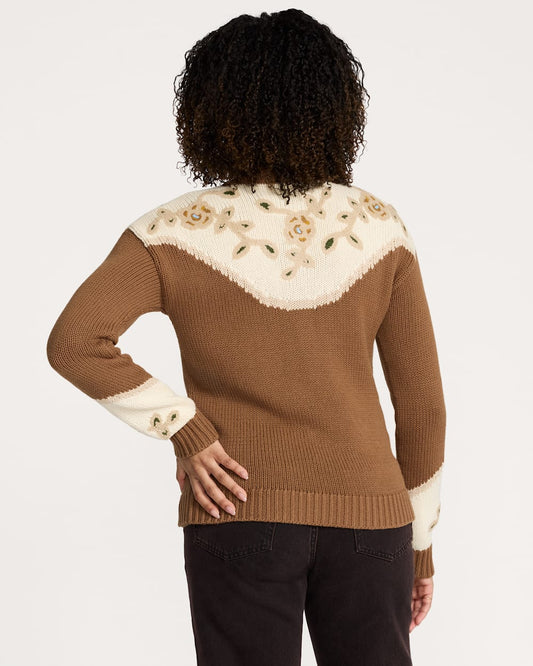 Pendleton Western Floral Sweater Spice Brown