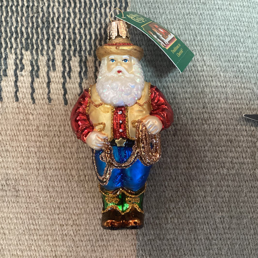 Old World Western Santa Ornament