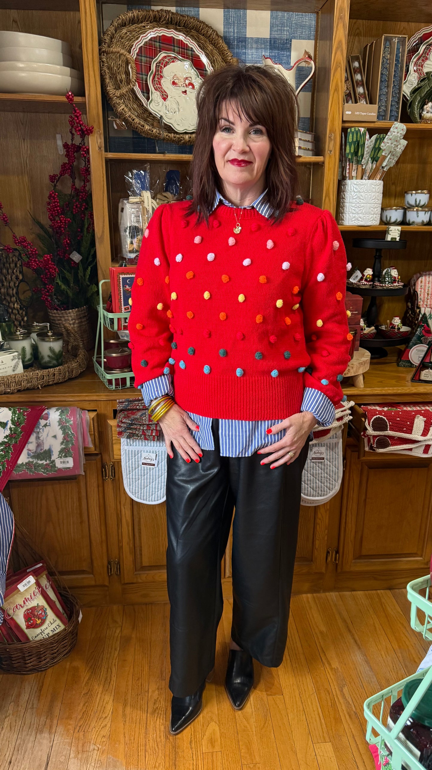 Christmas Theme Multi PomPom Top