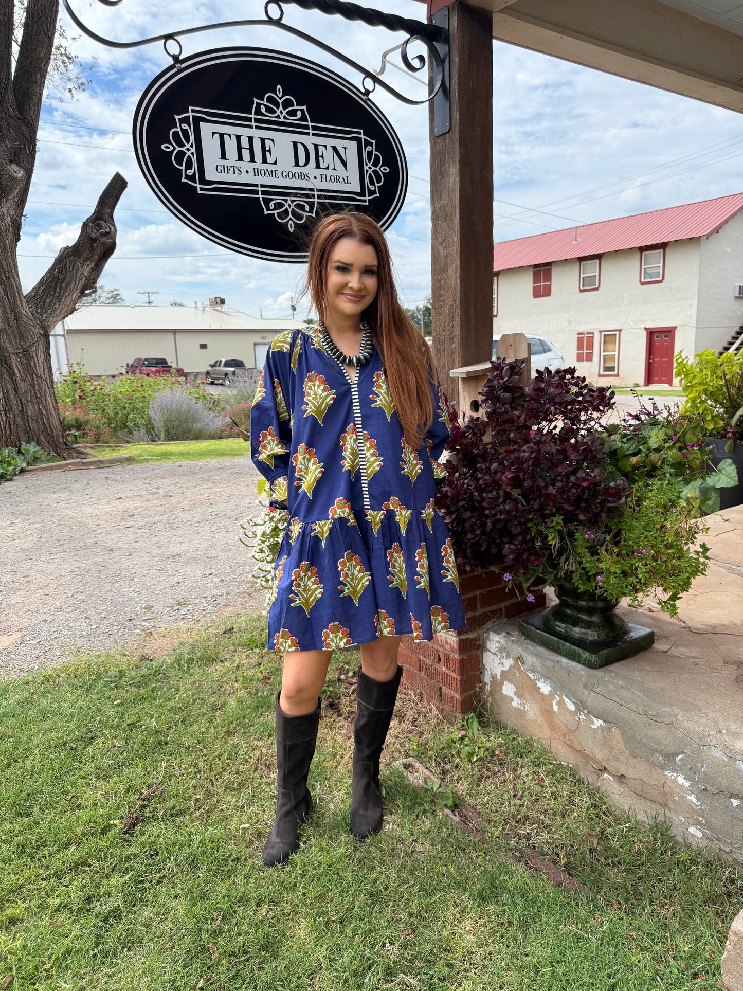 Floral Print Ruffle Sleeve Dress