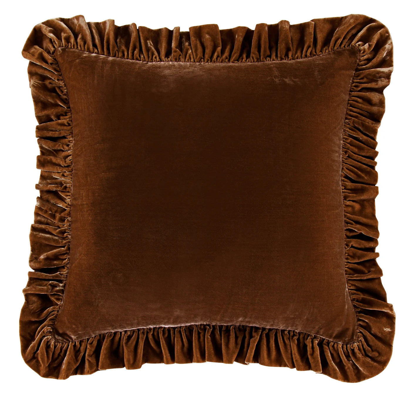 Stella Faux Silk Velvet Euro sham Copper Brown