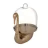 Aluminum Swan Shaped Tray W/ Glass Cloche Gold